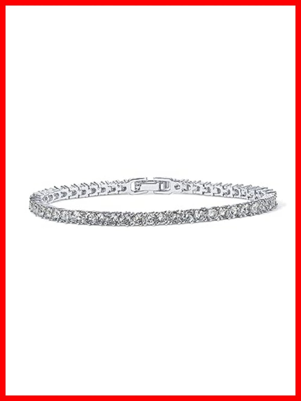 7" White Gold Finish Tennis Bracelet 3mm Cubic Zirconia Prong Set